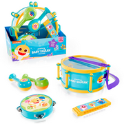 Lollipop Baby Shark 7 Piece Band Drums - Kids Drum Set for Toddlers Ages 1-7 - Baby Drum Kit with Drum Sticks for Kids 3-5 - Fun Toddler Drum Set for Boys and Girls - Safe and Durable