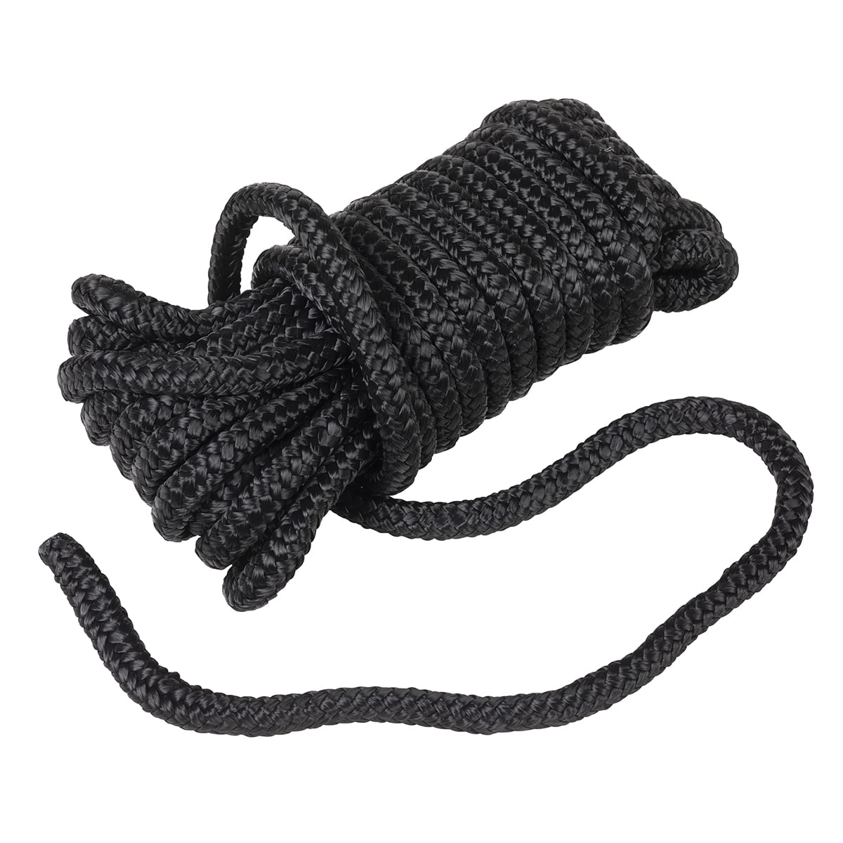 (2 pack) Ozark Trail Double-Braided Nylon Marine Dock Line, 3/8 in x 25 ft, Up to 20 ft Boats, 550 lb Maximum Working Load, Black