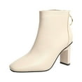 thumbnail image 2 of BONIXOOM Boots For Women High Heel Rubber Slip-On Ankle Drawstring Winter Beige Boots, 2 of 5