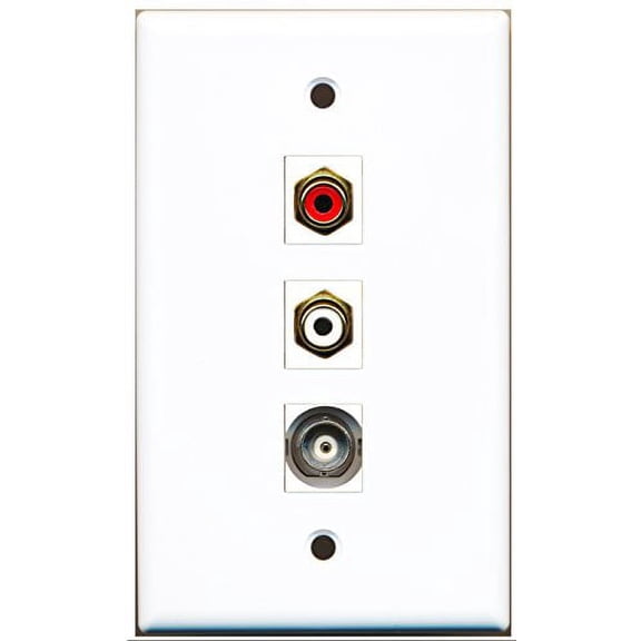 RiteAV - 1 Port RCA Red and 1 Port RCA White and 1 Port BNC Wall Plate