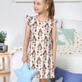 thumbnail image 4 of Gukieu Merry Christmas Santa Print Girls' Flying Sleeves Nightdress, Round Neck Sleeveless Princess Dress, Nightgown and Home Clothes-Large, 4 of 6