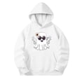 thumbnail image 2 of CBASIHI Girls Halloween Hooded Sweatshirts with Pockets Pullover Long Sleeve Soft Cute Ghost Print Fleece Warm Hoodies White 5 T, 2 of 7