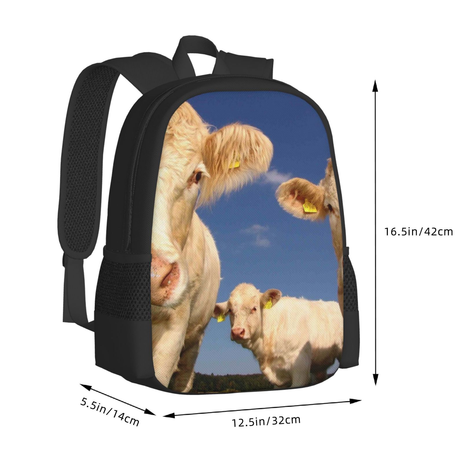 Vsdgher Cows Cattles Print Backpack for Women Men School Bookbag with Laptop Compartment for College Work Travel, Simple Fashion Casual Daypack, Fit 15" Laptop