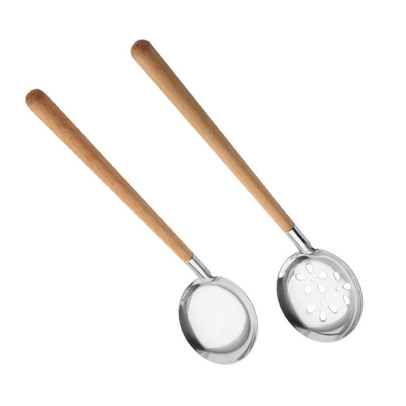 Zehuanyu  2 Pcs Hotpot Slotted Spoon Long Handle Spoons Kitchen Silver