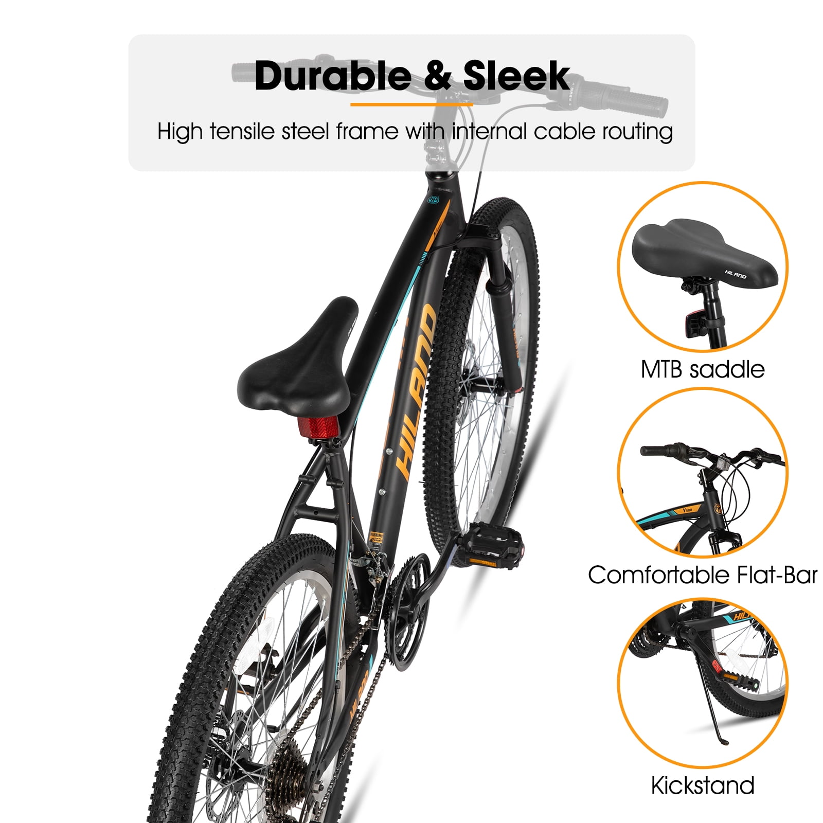 Hiland 26 Inch Mountain Bike, 18 Speed MTB with Dual Disc Brake, Mountain Bike for Men Women, High Carbon Steel Frame Bicycle
