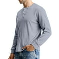 thumbnail image 4 of QHRMKOG Henley Shirts for Men Thermal Basic Color Full Length Sleeve Shirt Classic Fit Comfort T-Shirt Fashion Pullover Top Gray M, 4 of 9
