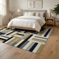thumbnail image 3 of ODIKA 6'x9' Washable Area Rug Non-Slip, Easy Care, Striped Geometric Interlocking Rectangular Bands Varied Width for Family Room, Living Room, Master Bedroom, 3 of 7