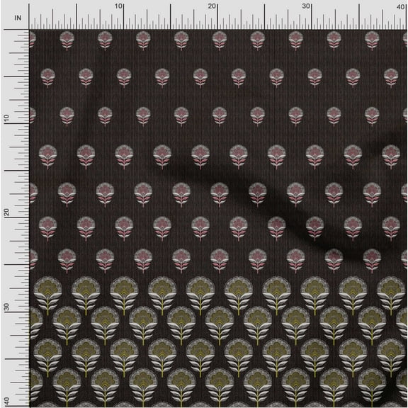 oneOone Cotton Jersey Black Fabric Leaves & Flower Panel Diy Clothing Quilting Fabric Print Fabric By Yard 58 Inch Wide