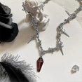 thumbnail image 2 of Collar con colgante de cruz de vampiro Yashi estilo Y2k ataúd rojo plata, 2 of 5