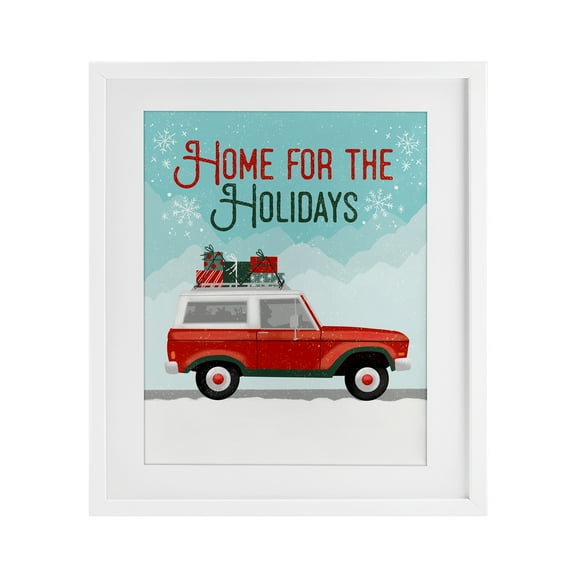Stupell Industries - Retro Home For Holidays White Framed Print Under Glass, 17 x 21, Made In USA