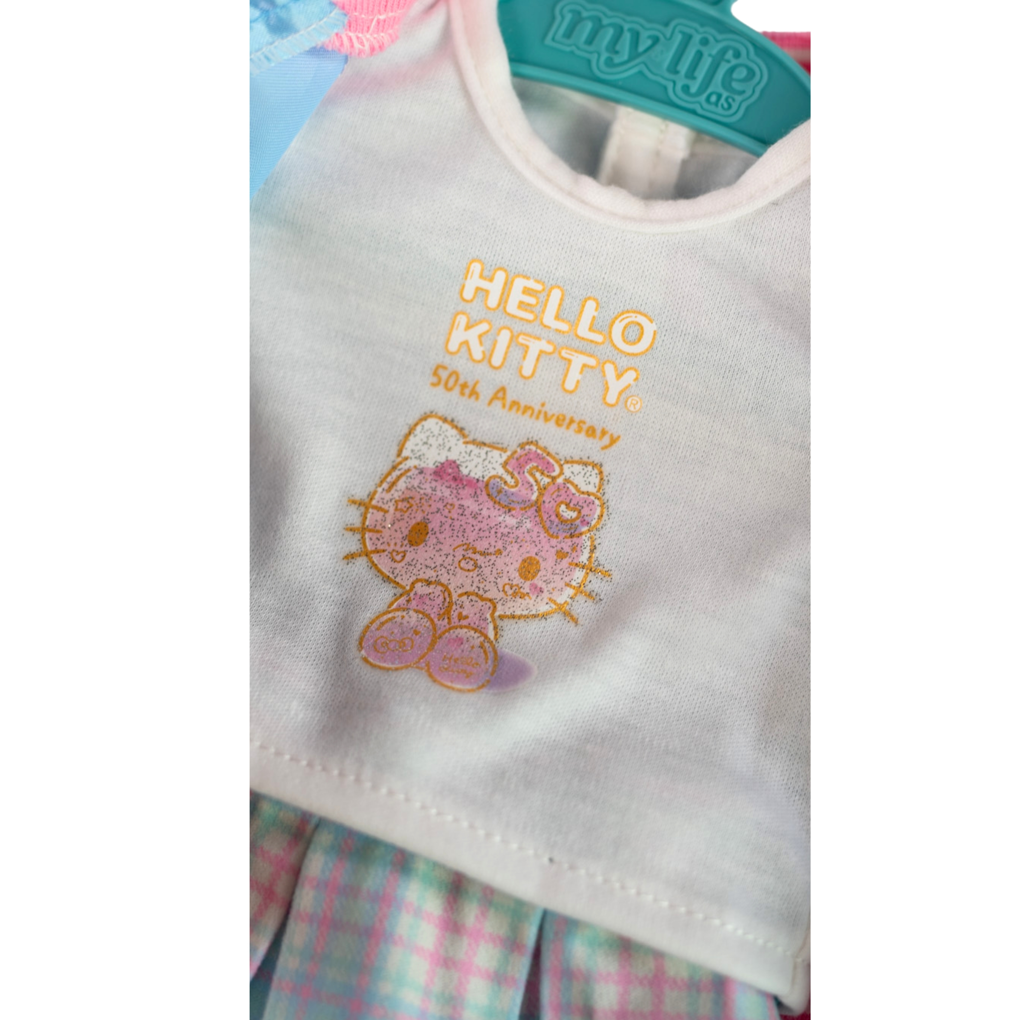 My Life As Hello Kitty Jacket Fashion Set for 18" Dolls, 50th Anniversary, 6 Pieces, Pink and Blue Multicolor