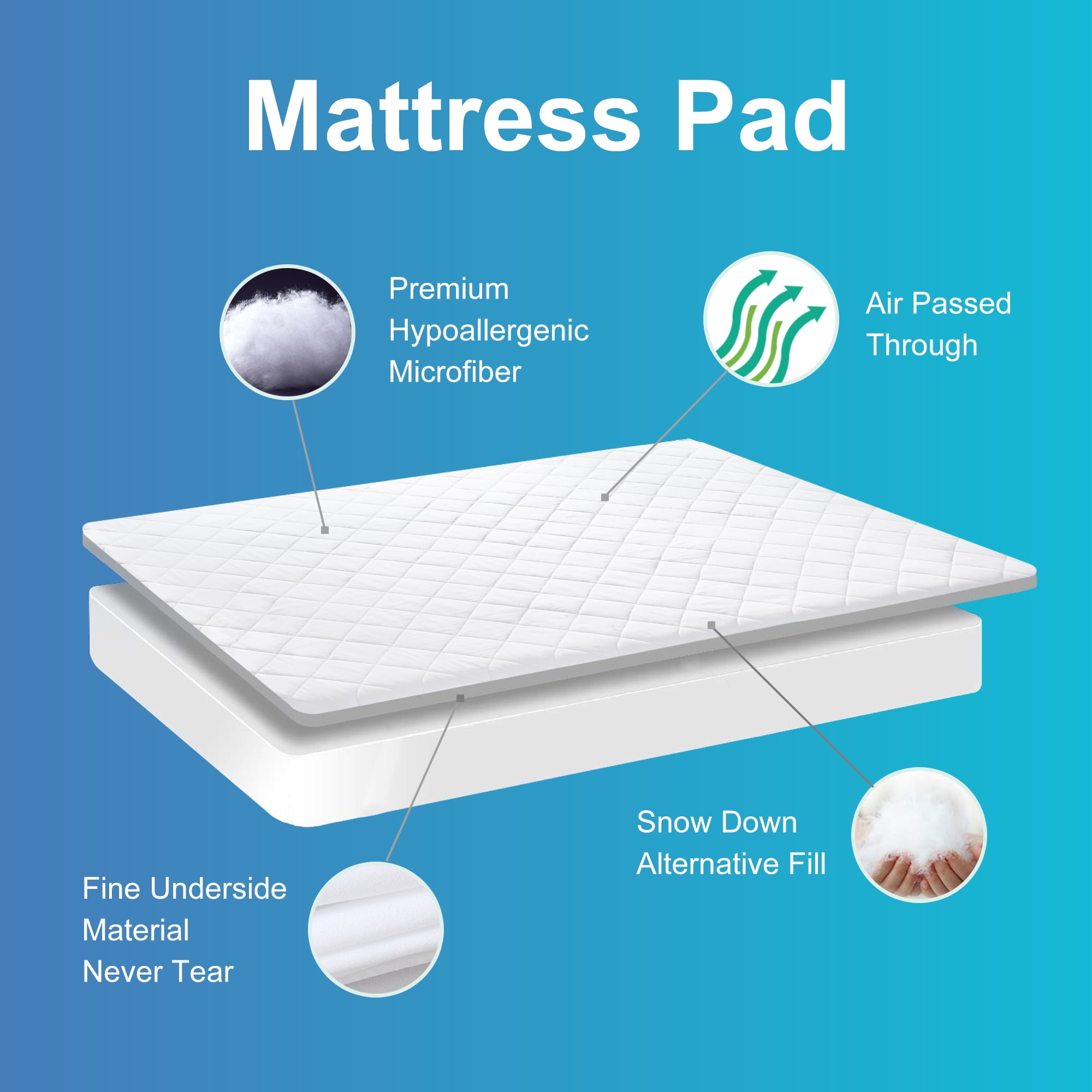 JML Quilted Fitted Mattress Pad, Queen