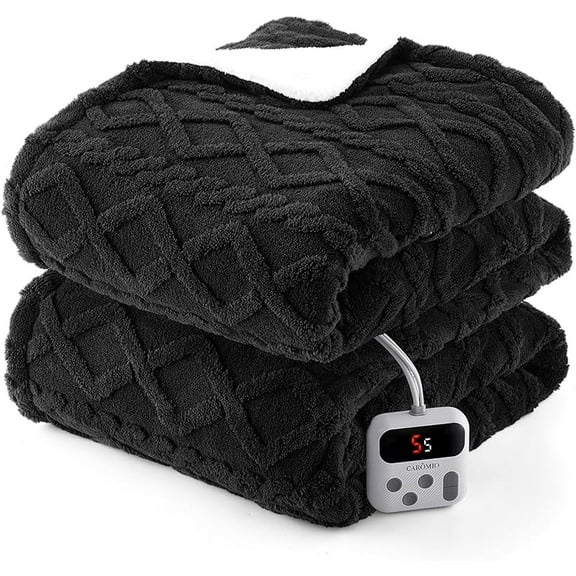 Electric Blanket King Size Dual Control - Thick Tufted Sherpa Heated Blanket with 10 Heating Levels and 10 Time Settings, ETL Certified Fast Heating Blankets