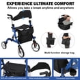 thumbnail image 6 of M optimized Walker for Seniors, Rollator Walker with Seat, Shock Absorber, 12" Rubber Wheels All Terrain Rollator Walker, Lightweight Aluminum Walkers with Backrest Outdoor Foldable Adjustable Height, 6 of 9