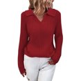 thumbnail image 3 of Women's Knitted Sweater, Fashion Slim Women's Lapel Sweater Comfortable For Home Office, 3 of 5