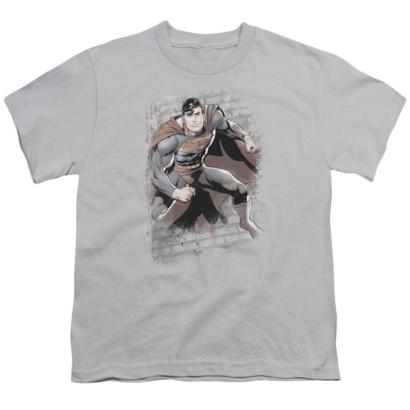 Justice League Of America Men's  Superman Bricks T-shirt Silver
