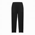 thumbnail image 3 of KPOPLK Wide Leg Linen Pants for Women Plus High Waist High Rise Elastic Waist Casual Slim Fit Linen Long Pant Slim High Solid Color Sports Cotton And Pants for Everyday Wear Running Work Size L,Black, 3 of 5