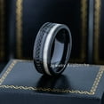thumbnail image 2 of 8mm Men's Black Tungsten Eternity Wedding Band, Black Cubic Zirconia, White Wood Inlay Comfort Fit Pipe Cut Tungsten Ring - TN1164WAs9, 2 of 4
