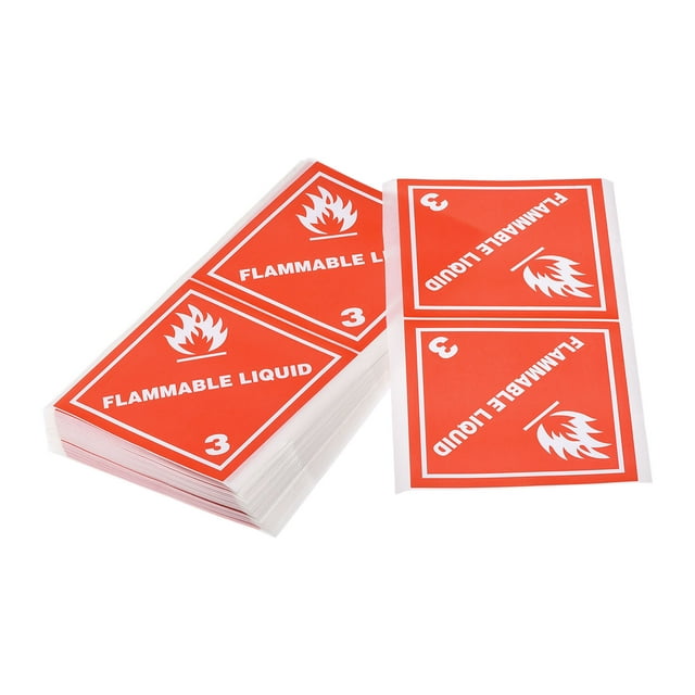 Unique Bargains Flammable Liquid Hazardous Class 3 Warning Stickers Adhesive Labels Red 200 pcs