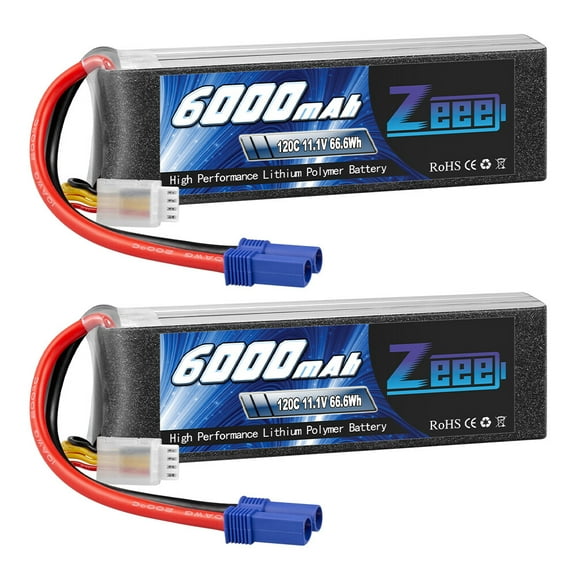 2x Zeee 3S Lipo Battery 6000mAh 11.1V 120C Soft Case EC5 for RC Car Truck Boat