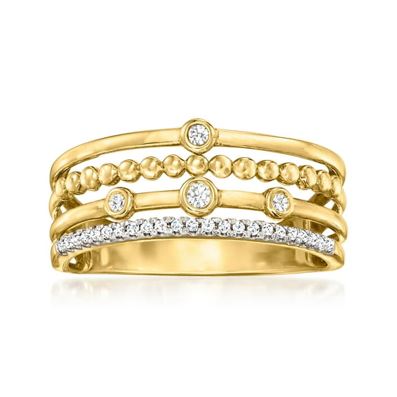 Ross-Simons 0.10 ct. t.w. Bezel-Set Diamond Multi-Row Ring in 14kt Yellow Gold, Women's, Adult