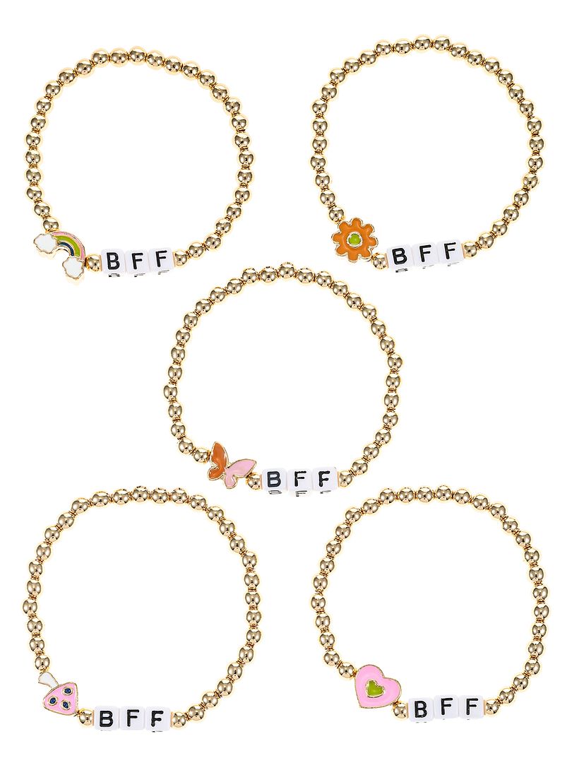Wonder Nation Wear-One-Share-One BFF Beaded Stretch Bracelets for Girls, 5 Pieces