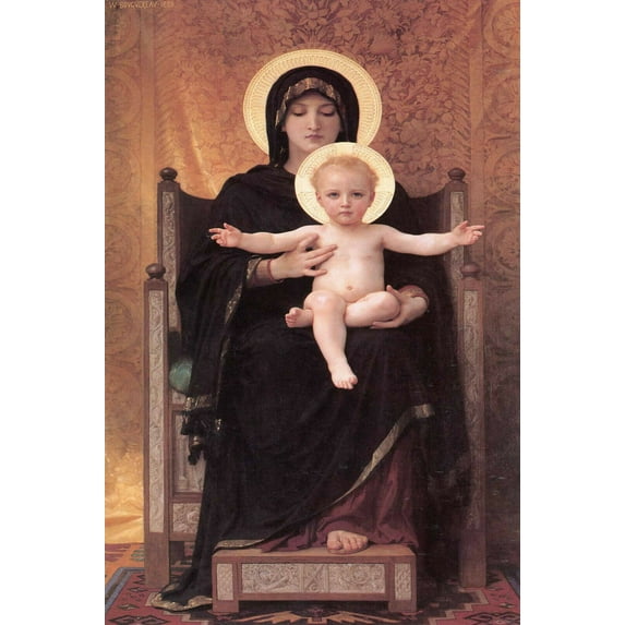 Bouguereau - Virgin And Child - Canvas OR Print Wall Art