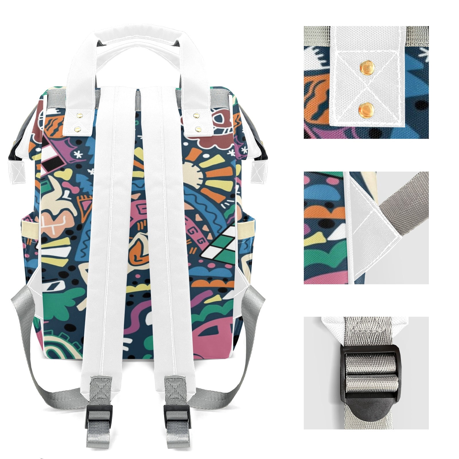 Abstract Cars Chess Diaper Backpack – Large Capacity, Insulated Baby Bottle Pocket, Multifunctional Mommy Bag for Boys & Girls