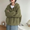 thumbnail image 6 of Vintage Sweater Women Japanese Fashion Zipper Knitted Hooded Cardigan Korean Style Knitwear Oversized Harajuku Autumn-Black-M, 6 of 7