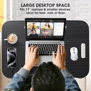 Folding Lap Desk, 23 Inch Portable Wood Black Laptop Bed Desk Lap Desk with Cup Holder, for Working Reading Writing, Eating, Watching Movies for Bed Sofa Couch Floor-Black-ZD01