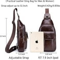 thumbnail image 3 of BULLCAPTAIN Bolso Cruzado de Cuero Genuino para Hombre, Mochila Cruzada con Correa Ajustable, Cierre de Zíper., Marrón Café, 3 of 7