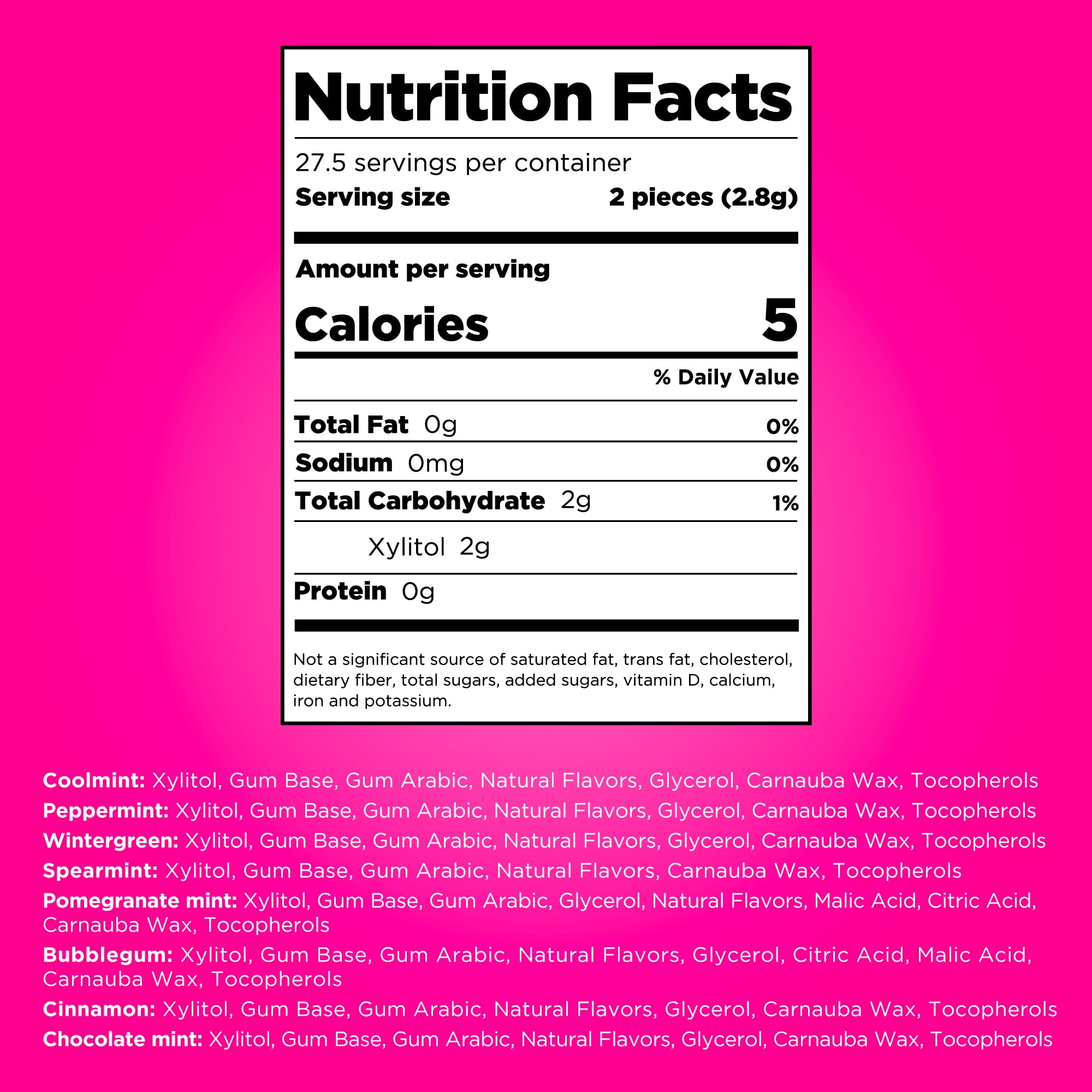 PUR Gum, Aspartame Free, Sugar Free & 100% Xylitol, Chewing Gum, Variety Pack,  9 Pieces, Pack of 8