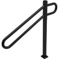 thumbnail image 4 of DYNAMI Single Post Handrail 28"-8.5"L X 35.5"H,Wrought Iron Metal Handrails for Outdoor 1-3 Steps,45 ° Slope U-shaped Tubes Stair Railing for Garage, Porch, Entrance (Black), 4 of 18