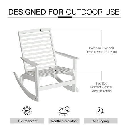 Outsunny Patio Rocking Chair Non Slip, Best White Porch Rocking Chair