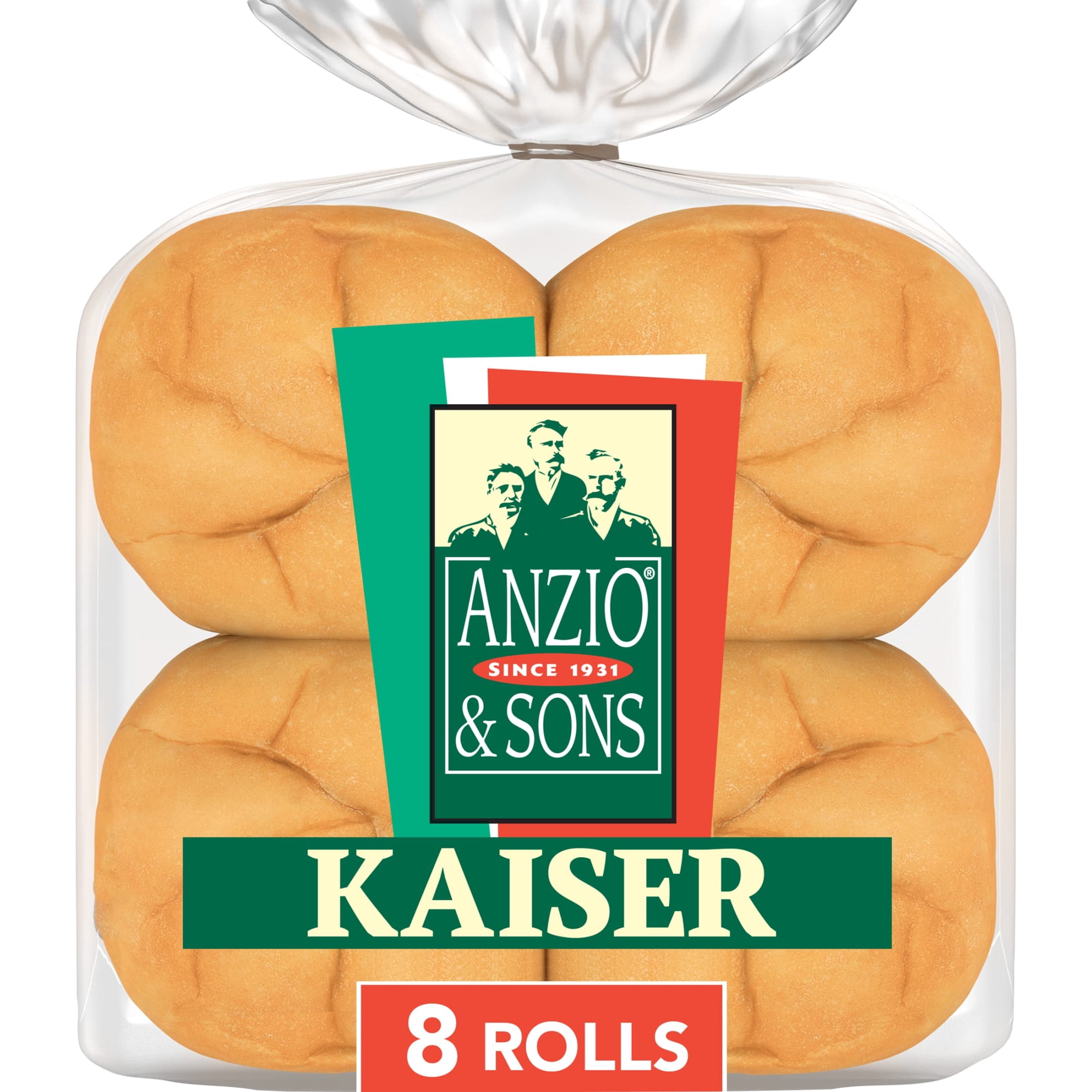 Anzio & Sons Kaiser Rolls, 8 count, White Hamburger Buns, 16 oz Bag