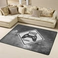 thumbnail image 1 of DouZhe Tapis de Zone Motif Panneau Gris Antidérapant Lavable en Machine, Style Jeux Vidéo, 63x48 Pouces, 1 of 6