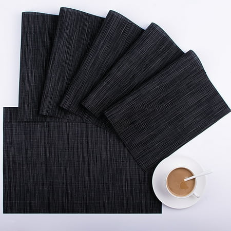 

Stcomart Placemats Set of 6 for Table Vinyl Placemats 12in x 18in Black