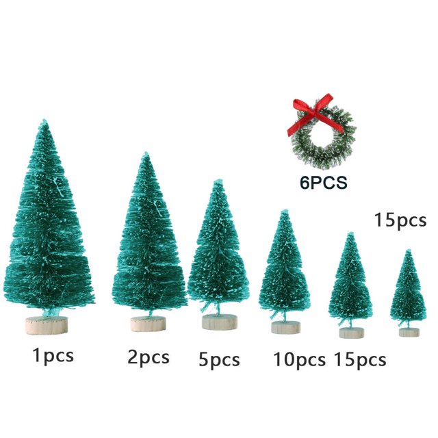 Mini árbol de Navidad, oficina en casa, decoración de mesa, adorno de escritorio de vacaciones, 48 piezas / juego, 6 piezas de guirnalda, 1 etiqueta de pieza Inevent HA001630-06