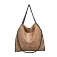thumbnail image 1 of kurtrusly 1/2/3 Wide Application Convenient And Practical Chain Handbag For Women - Foldable Shoulder Bag Fashion PU Chain Shoulder Bag apricot 1 Pc, 1 of 6