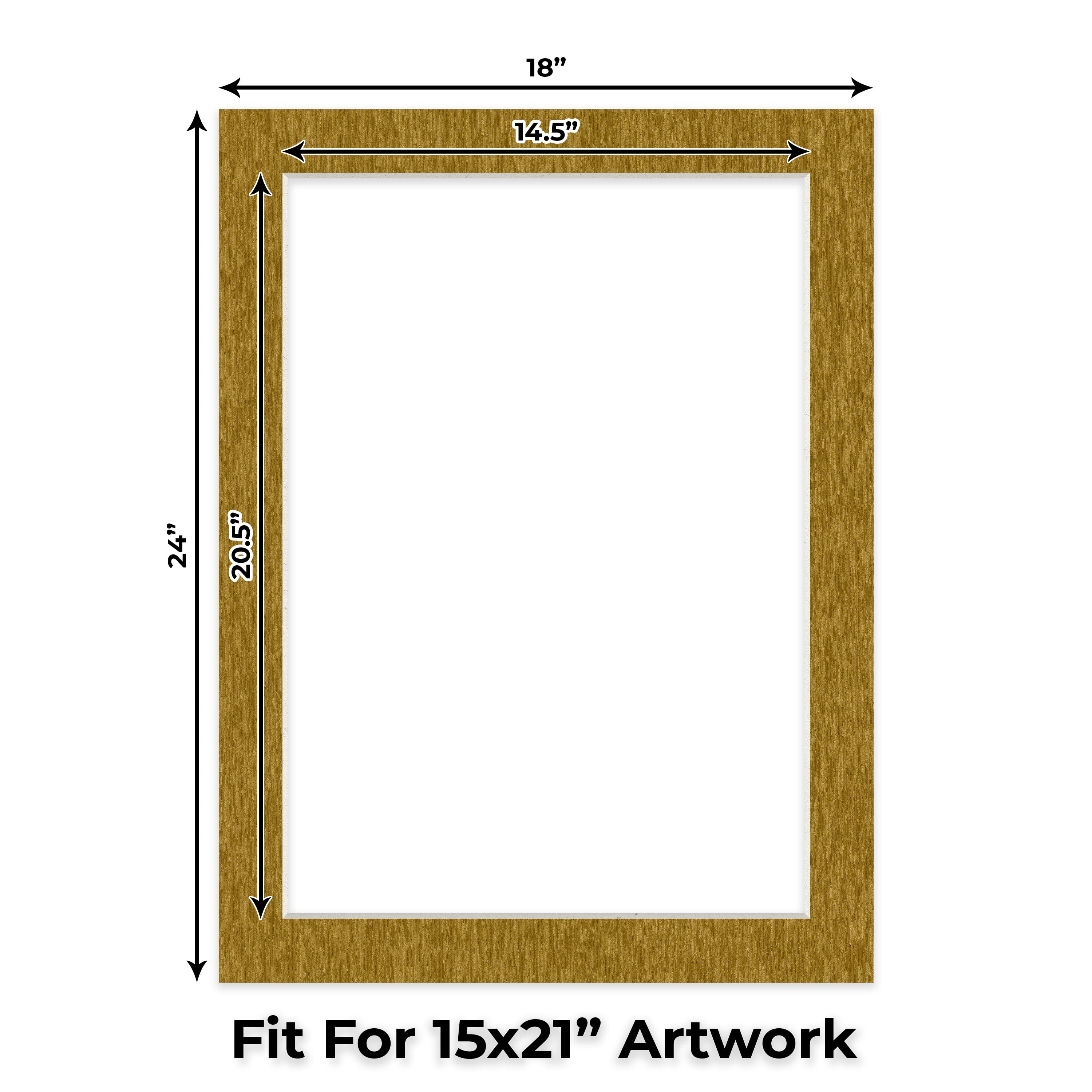 Metallic Gold Picture Frame Mat for 18x24 Frames - Fits 15x21 Photos - 25 Mats