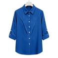 thumbnail image 6 of biudgviw Women's Plus Size Button Down Shirts Rolled Up Long Sleeve Pleated Blouses Dressy Casual Collared Work Tunic Tops, 6 of 7