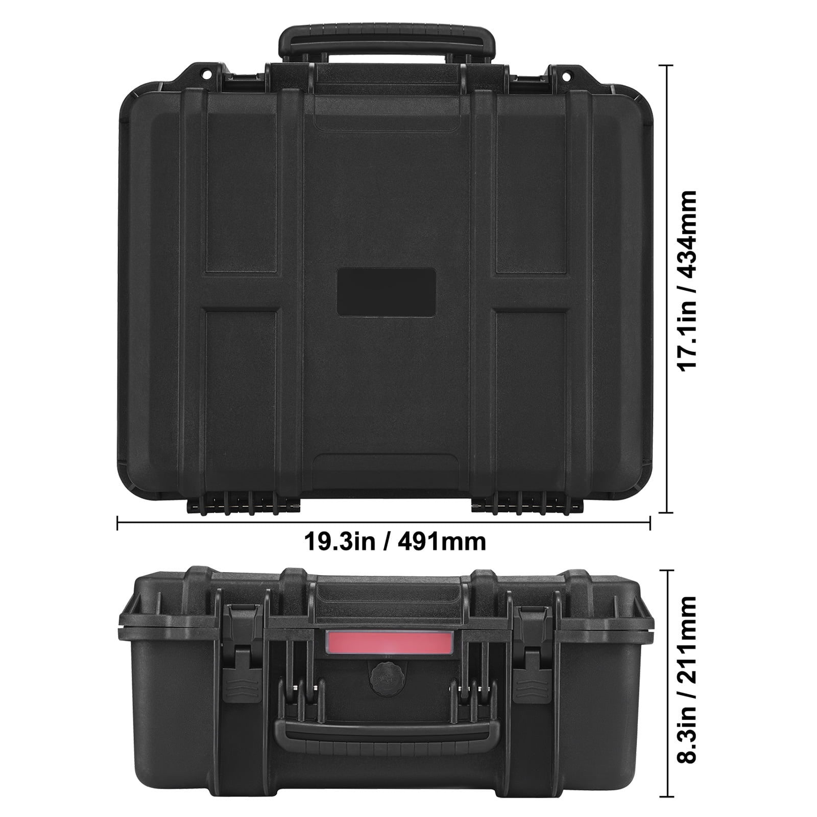 SKYSHALO Durable Pistol Containers with Customizable Foam Inserts, Water-Resistant & Secure Hard Handgun Case for Six Pistols, Dimensions 19.3x17.1x8.3 Inches, Features Lock Mechanism, Color: Black