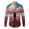 thumbnail image 2 of Camisa con solapa con estampado 3D de globos para hombre y mujer, camisas casuales de moda de manga larga, blusas con botones, ropa unisex de gran tamaño, 2 of 5