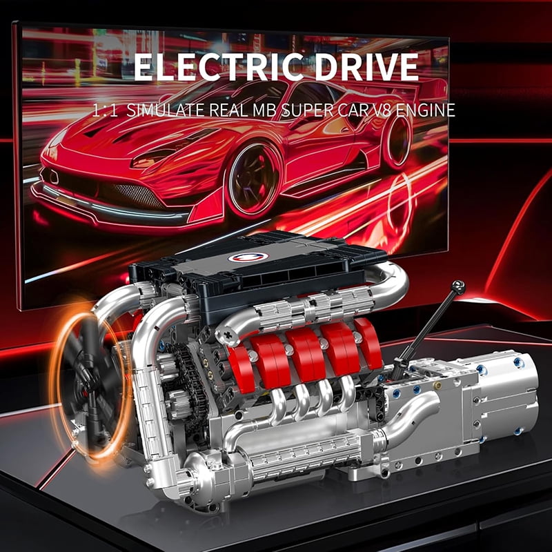 SNOWEAGLE V8 Engine Building Blocks Sets, V8 Engine Model kit That Run, Build Your Own STEM Model Engine, Physical Science Experiment Model, Best STEM Toy Gifts for Kids/Adult(1169+PCS)