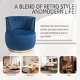 thumbnail image 5 of PAPROOS Swivel Accent Chair, Armchair with Velvet Fabric, Barrel Chair with Metal Ring for Living Room, Bedroom, Navy, 5 of 10