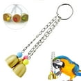 thumbnail image 1 of Flmtop Pet Bird Parrot Pigeon Hanging 3 Bell Chain Cage Stand Bite Playing Sound Toy Golden, 1 of 9