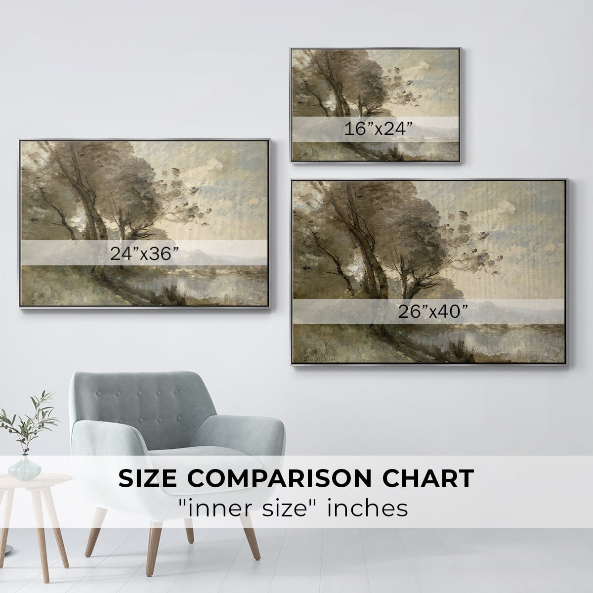 Vintage Landscape-MXVIII By Wexford Home Framed in Silver Wood Gallery Wrapped Canvas 27 in. x 41 in.