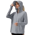 thumbnail image 2 of Domuza Womens Upf 50+ Sun Hoodie Shirts with Mask and Brim Long Sleeve Solid T-Shirts 2026 Summer Trendy Uv Protection Ice Silk Sunscreen Blouses Gray One Size, 2 of 3