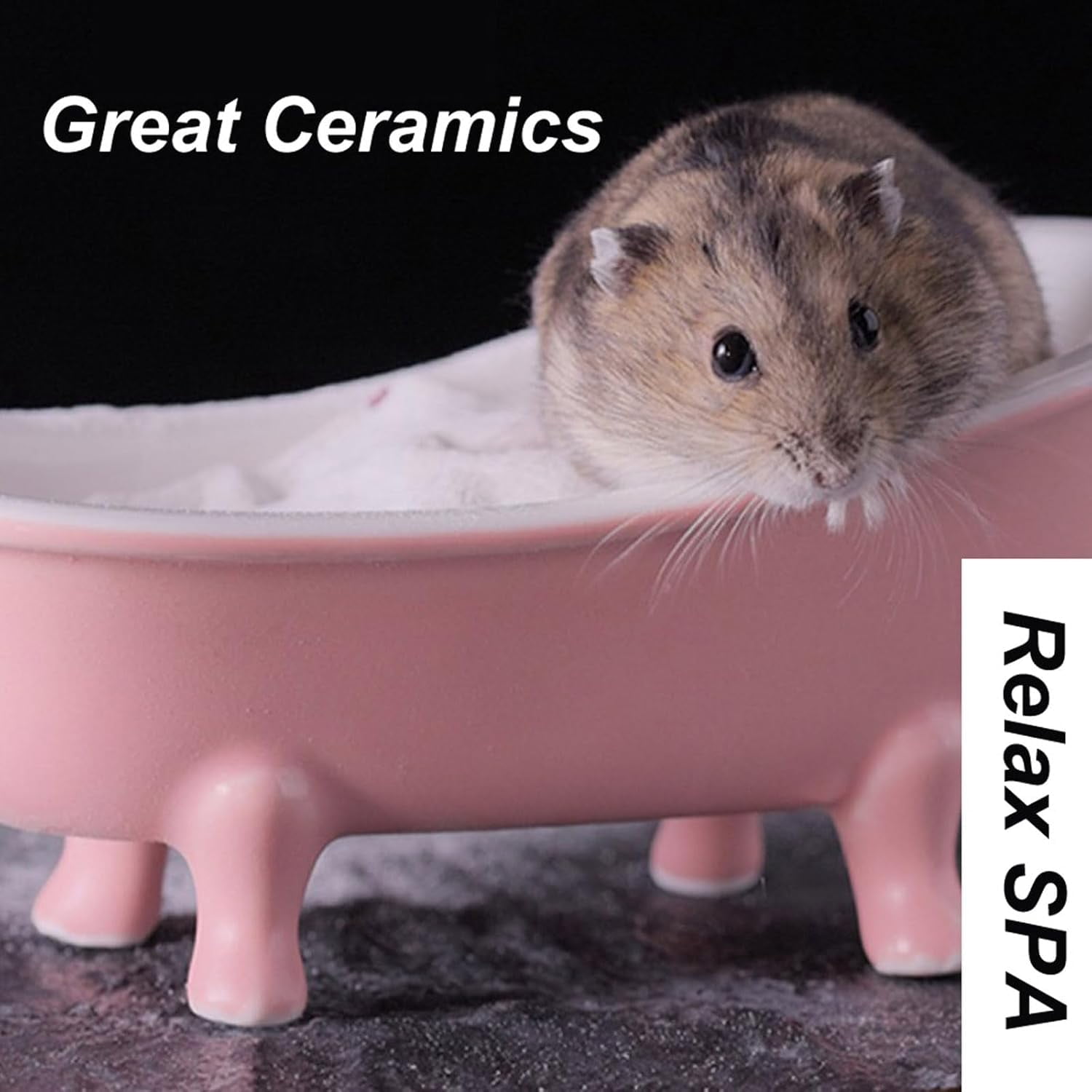 ABCISI Cute Hamster Bed, Small Animal Ice Bathtub, Sand Bath Container Cage Accessories, Ceramic Bathtub Shape Relax Habitat House for Hamster, Food Bowl for Guinea Pigs/Squirrel/Chinchilla, Violet