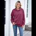 thumbnail image 4 of Sudadera con Capucha para Mujer, Informal, de Larga, Holgada, con Bolsillo. Vino Tinto L, 4 of 9